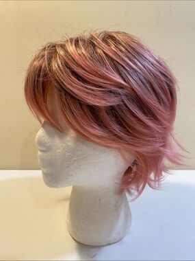 Short Layered Pink Women’s Wig - Unbranded